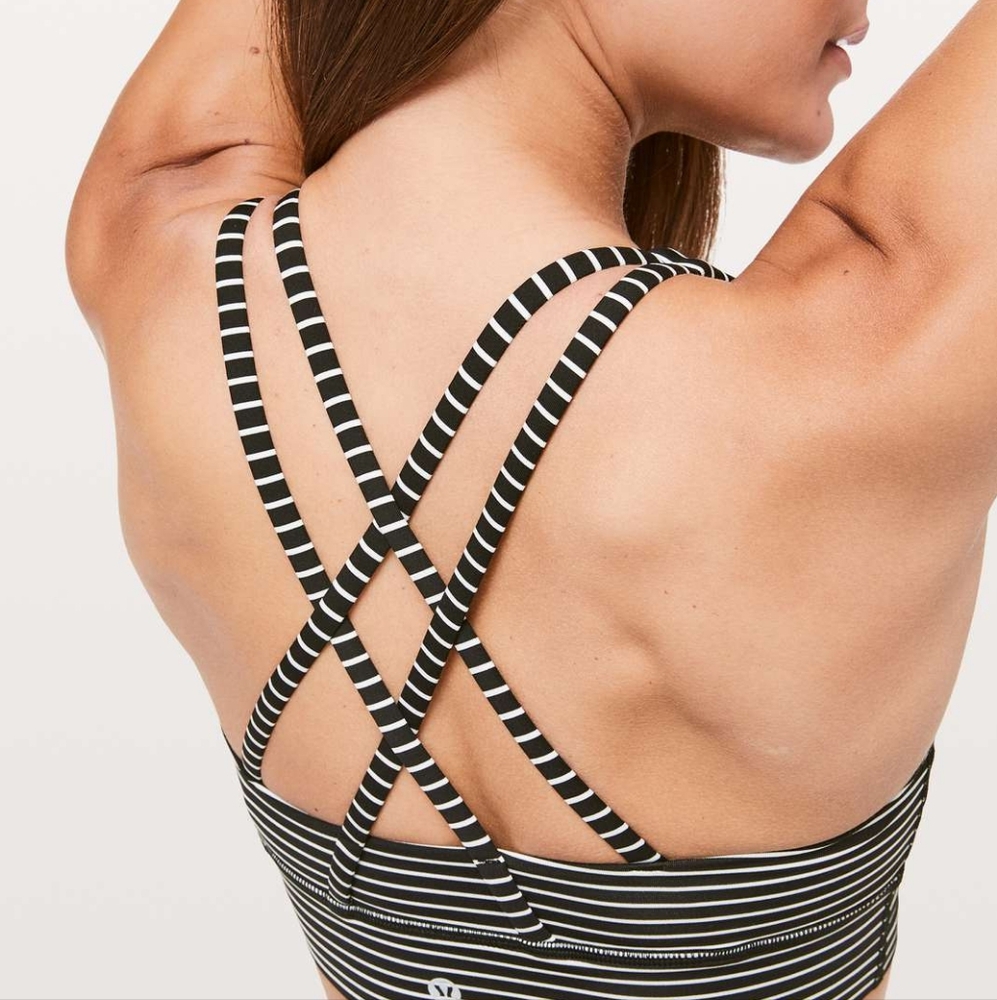Lululemon Energy Bra Long Line In Black And White Size 4